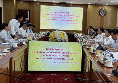 Công ty CP CA Water và Đại diện Quỹ đầu tư chống biến đổi khí hậu Hà Lan (Climate Fund Managers) làm việc với lãnh đạo tỉnh Thái Nguyên