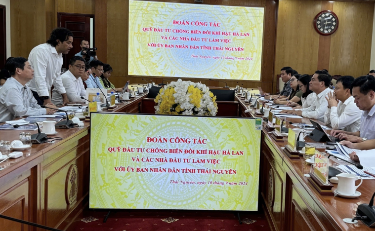 Công ty CP CA Water và Đại diện Quỹ đầu tư chống biến đổi khí hậu Hà Lan (Climate Fund Managers) làm việc với lãnh đạo tỉnh Thái Nguyên